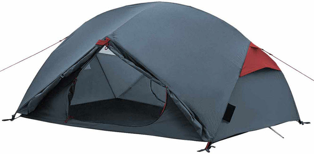 TREK LIGHT 2, Camping Tent,grau-rot