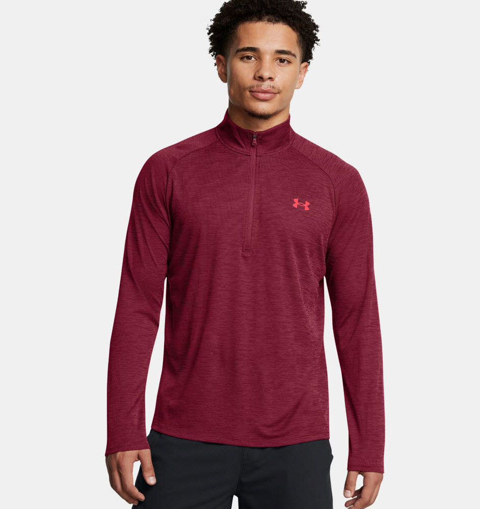 UA Tech Textured 1/2 Zip-RED
