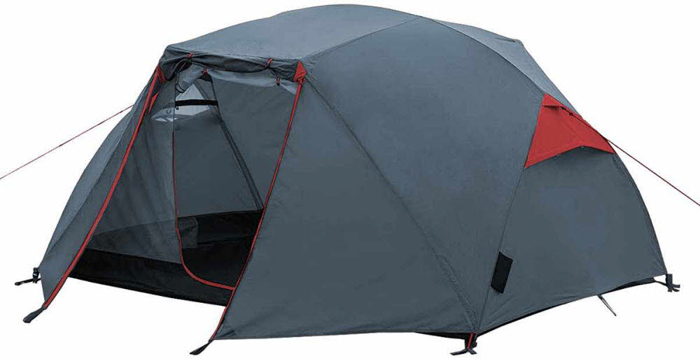 TREK LIGHT 3, Camping Tent,grau-rot